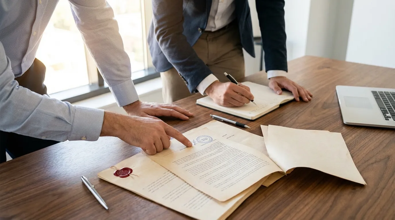 Professional translators collaborating on official documents