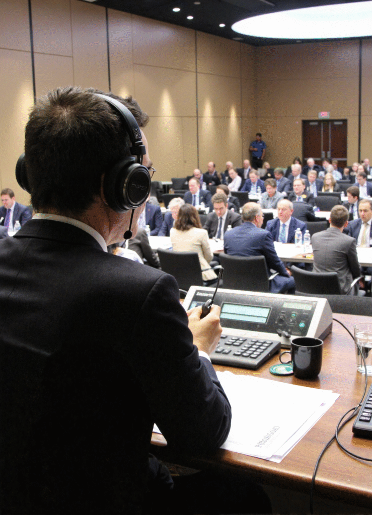 Simültane Çeviri Yapan Konferans Tercümanı