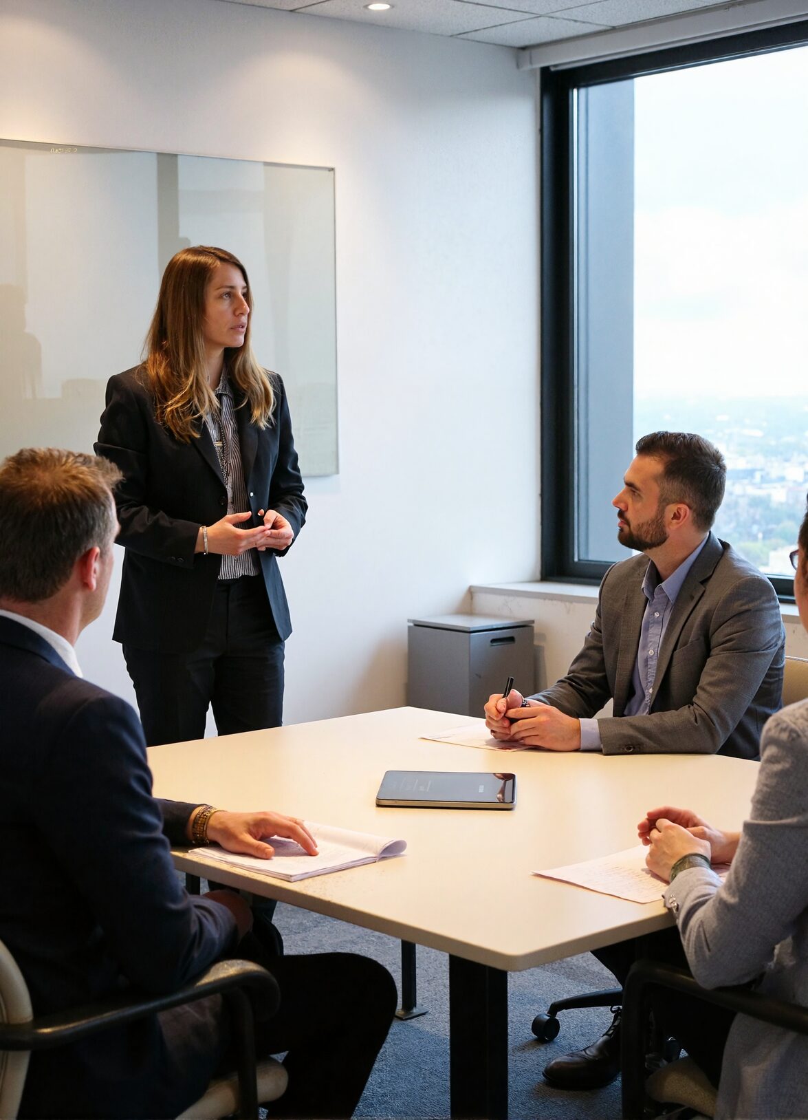 Çeviri ekibi toplantıda proje planlaması yapıyor